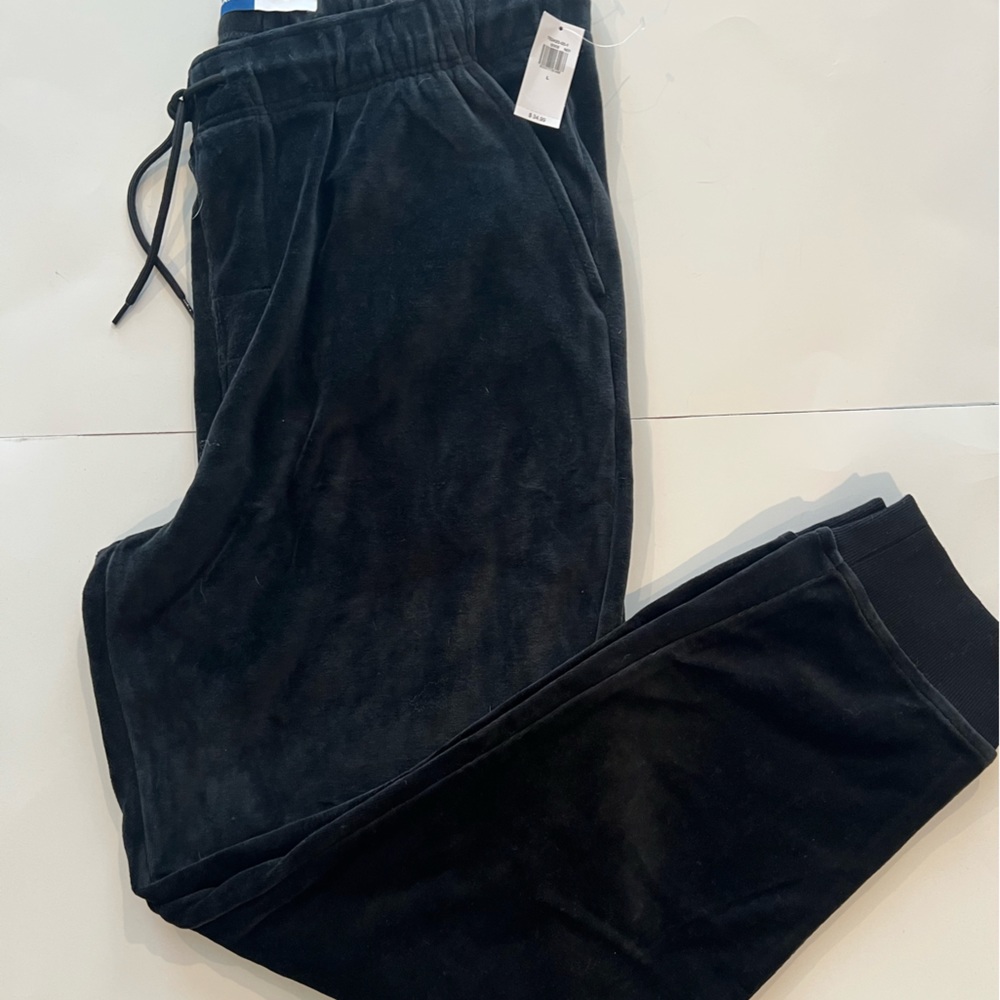 Old Navy Mens Velour Black Tracksuit Pants